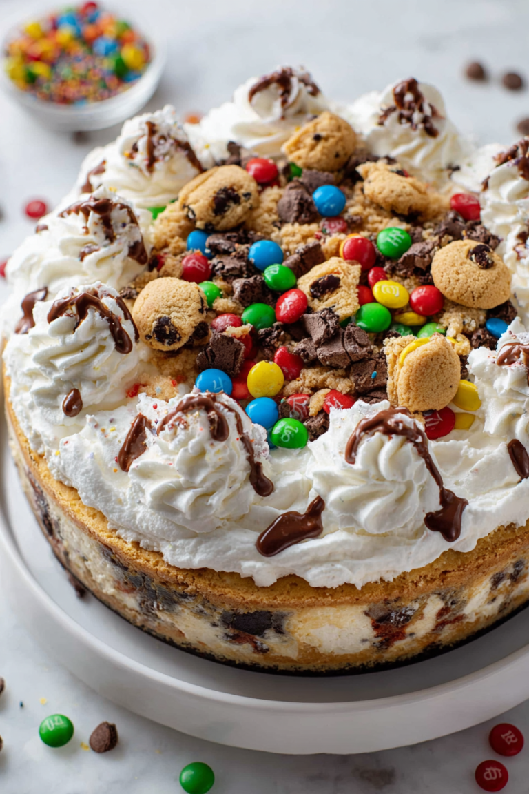 Delish Monster Cookie Cheesecake