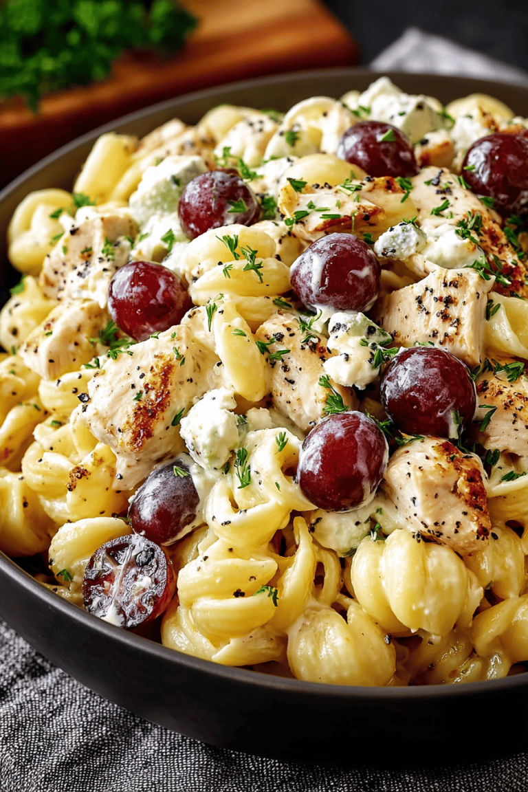 Delish Poppy Seed Chicken Grape Pasta Salad
