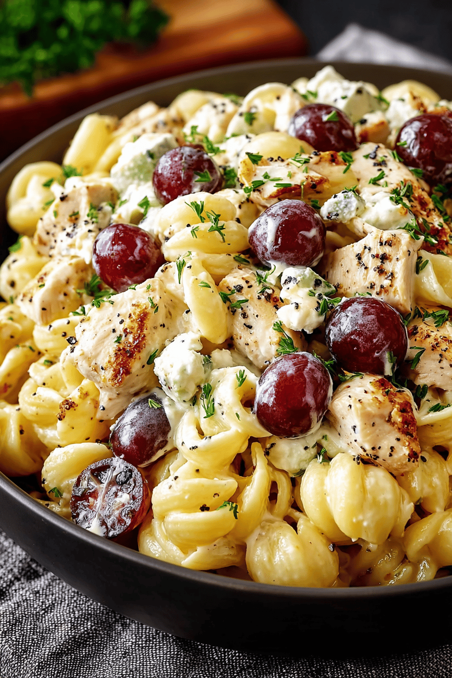 Delish Poppy Seed Chicken Grape Pasta Salad