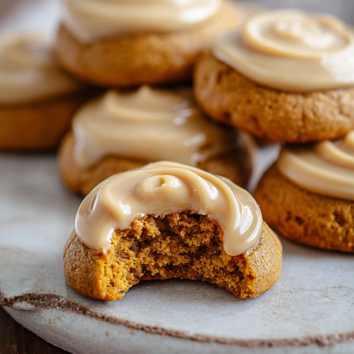 Delish Pumpkin Cookies with Caramel Frosting