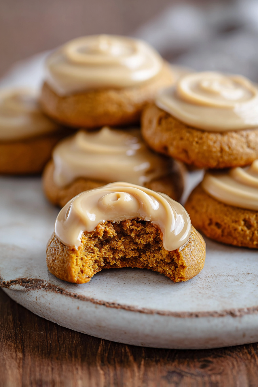 Delish Pumpkin Cookies with Caramel Frosting