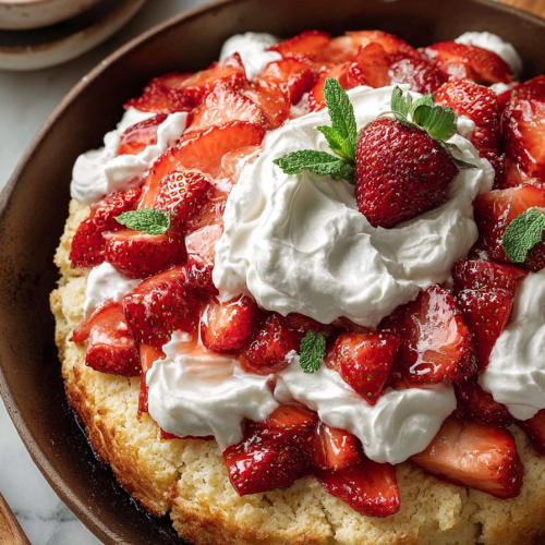 Delish Skillet Strawberry Shortcake