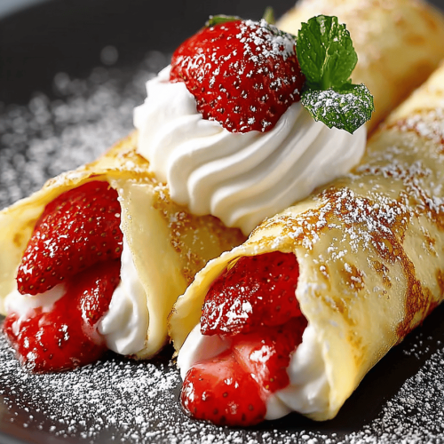 Delish Strawberries and Cream Crepes