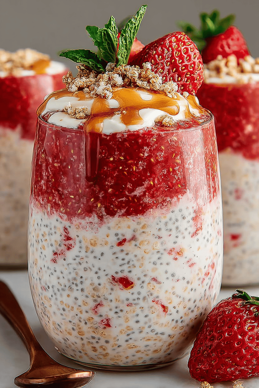Delish Strawberry Cheesecake Overnight Oats