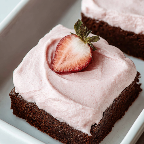 Delish Strawberry Mousse Brownies