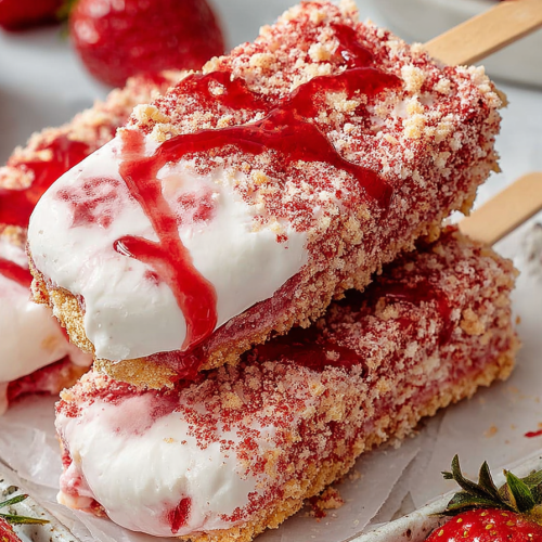Delish Strawberry Shortcake Ice Cream Bars