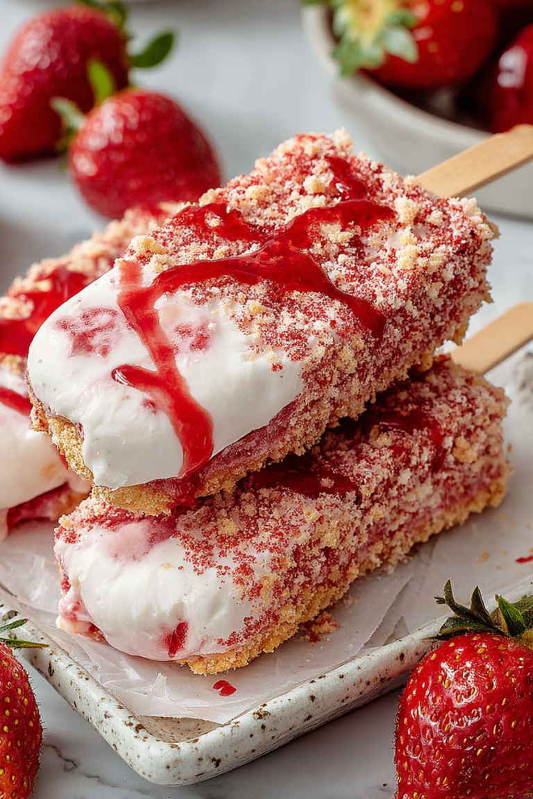 Delish Strawberry Shortcake Ice Cream Bars