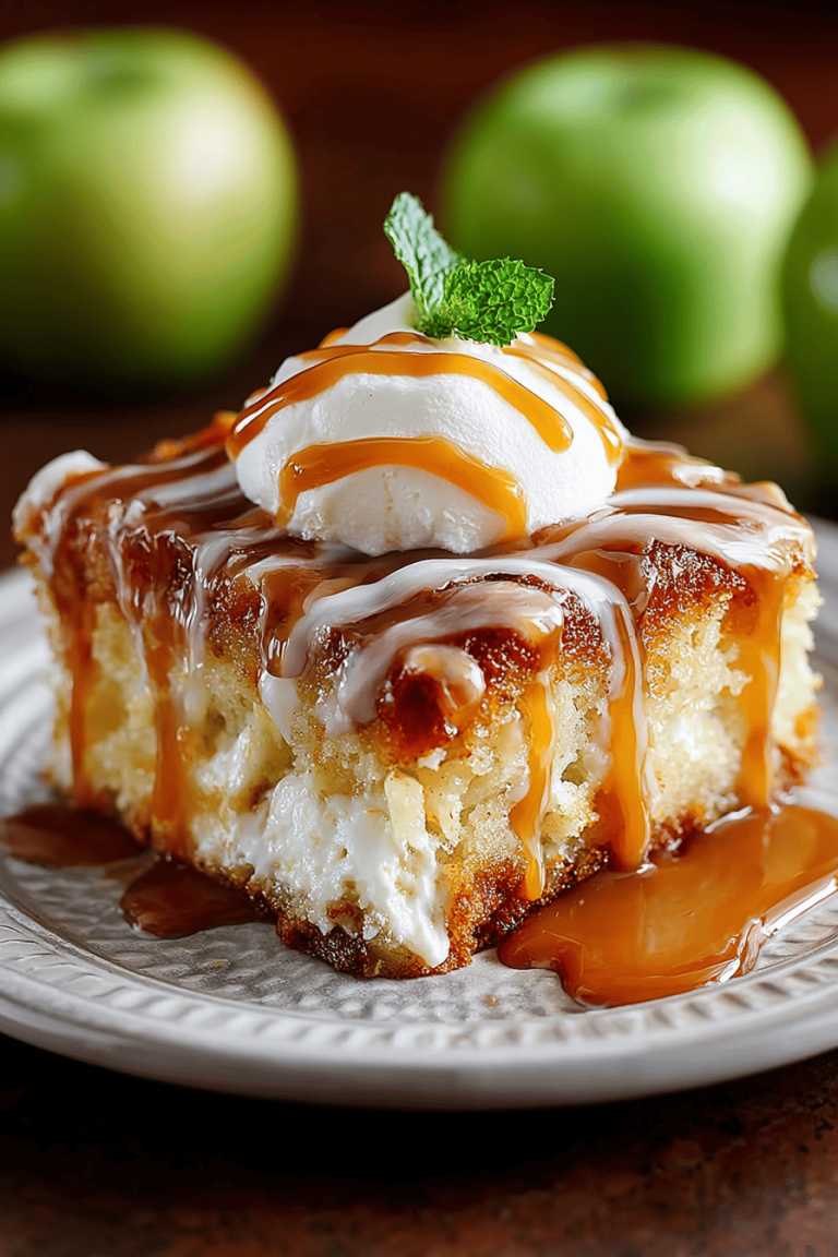 Easy Caramel Apple Poke Cake