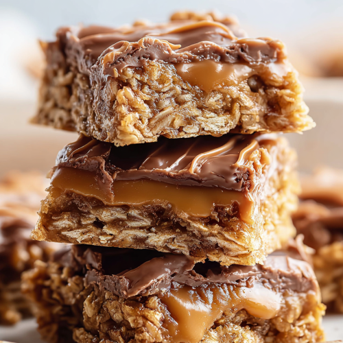 Easy Chocolate Caramel Oatmeal Bars