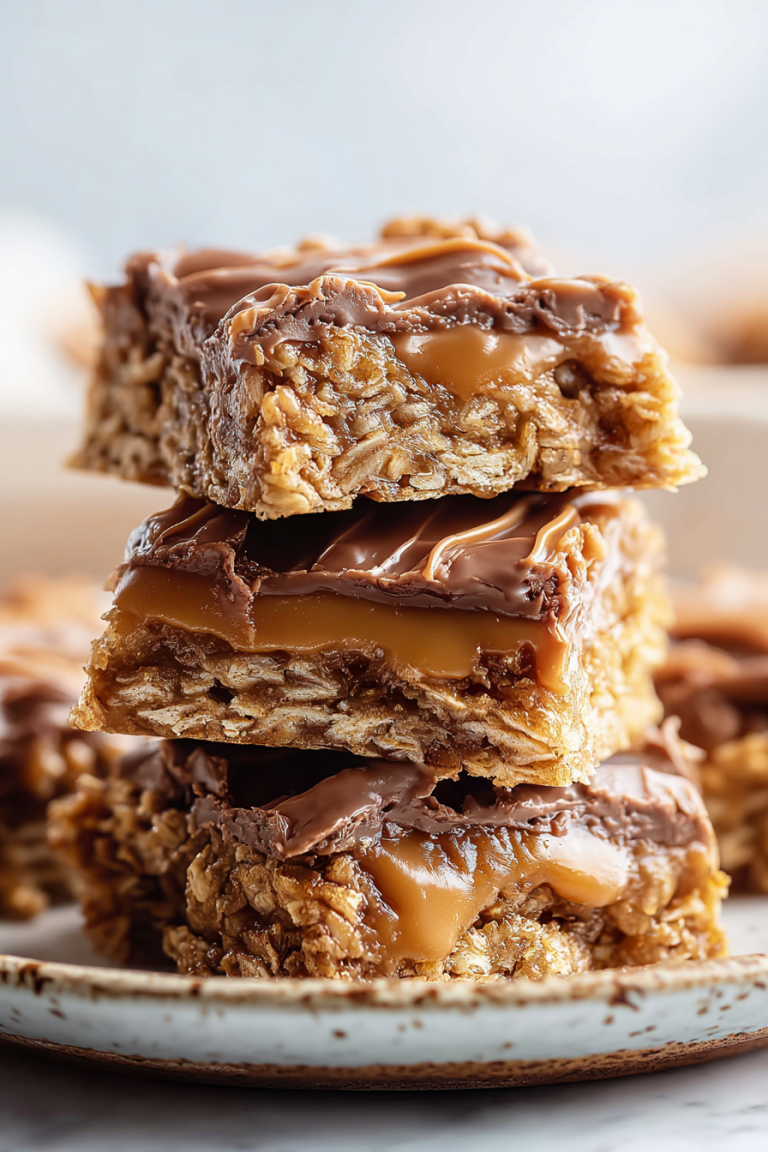 Easy Chocolate Caramel Oatmeal Bars