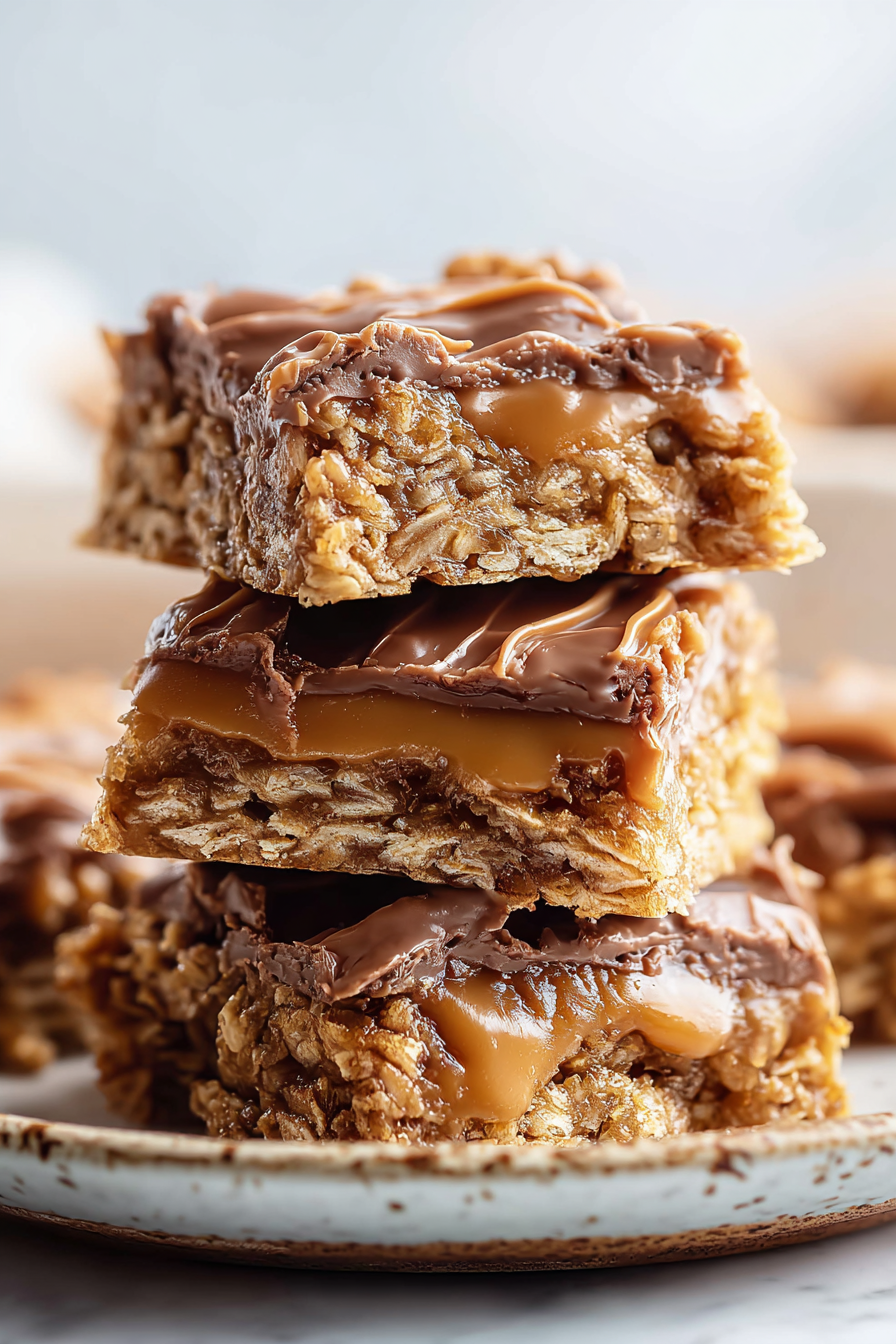 Easy Chocolate Caramel Oatmeal Bars