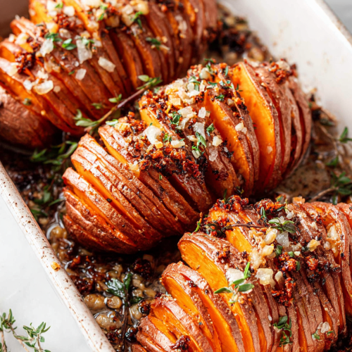Easy Hasselback Sweet Potatoes Recipe