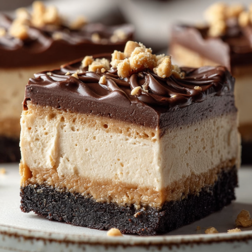Easy No Bake Buckeye Cheesecake Bars