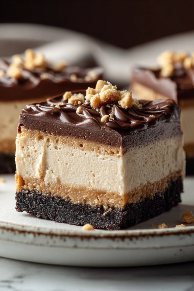 Easy No Bake Buckeye Cheesecake Bars