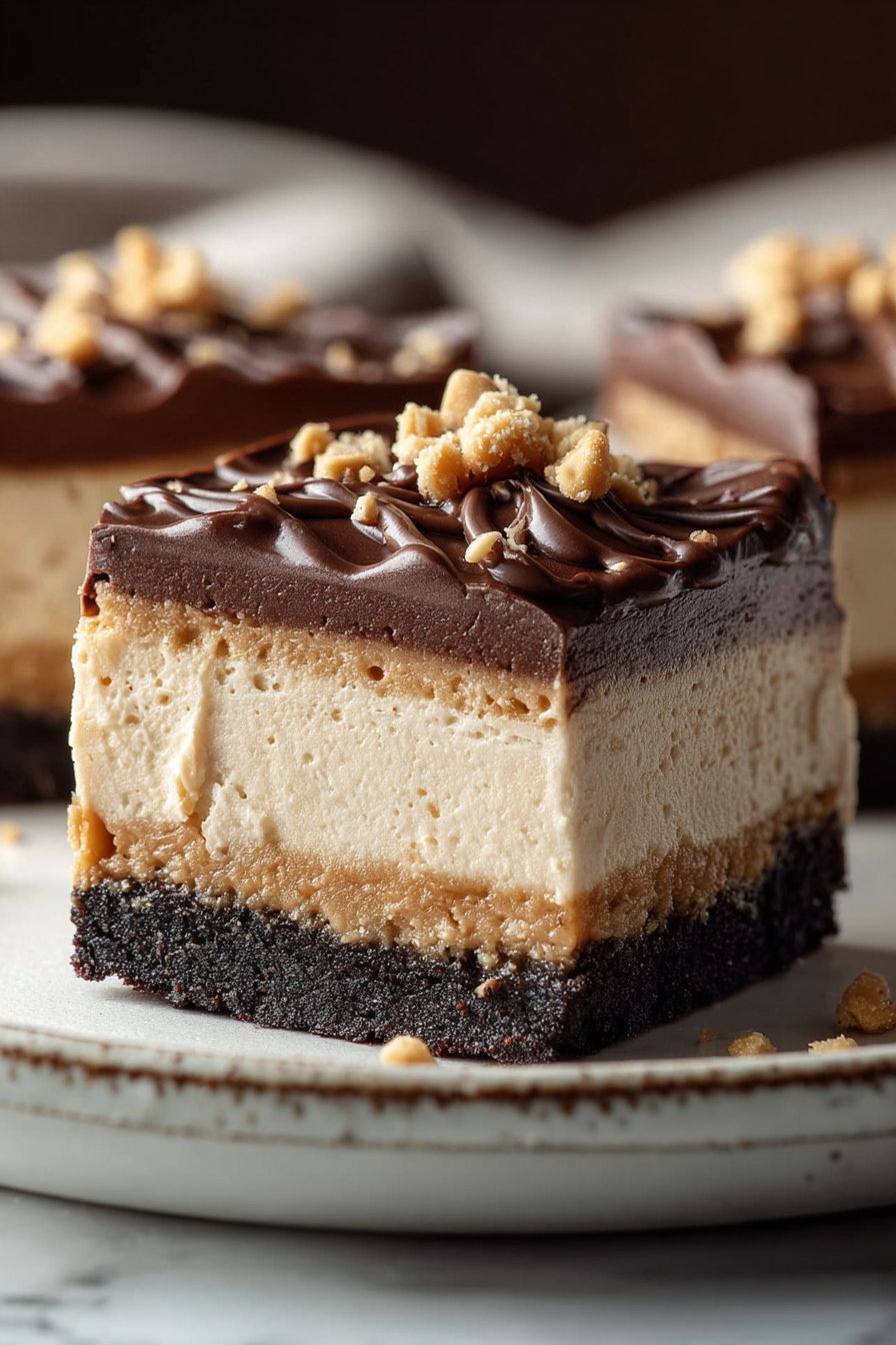 Easy No Bake Buckeye Cheesecake Bars