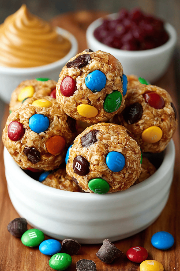 Easy No Bake M&M Energy Bites