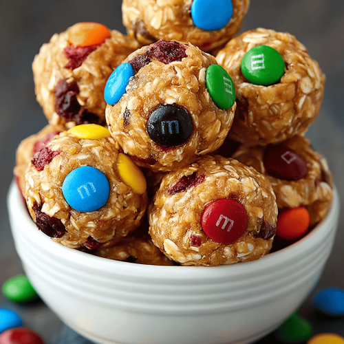 Easy No Bake M&M Energy Bites