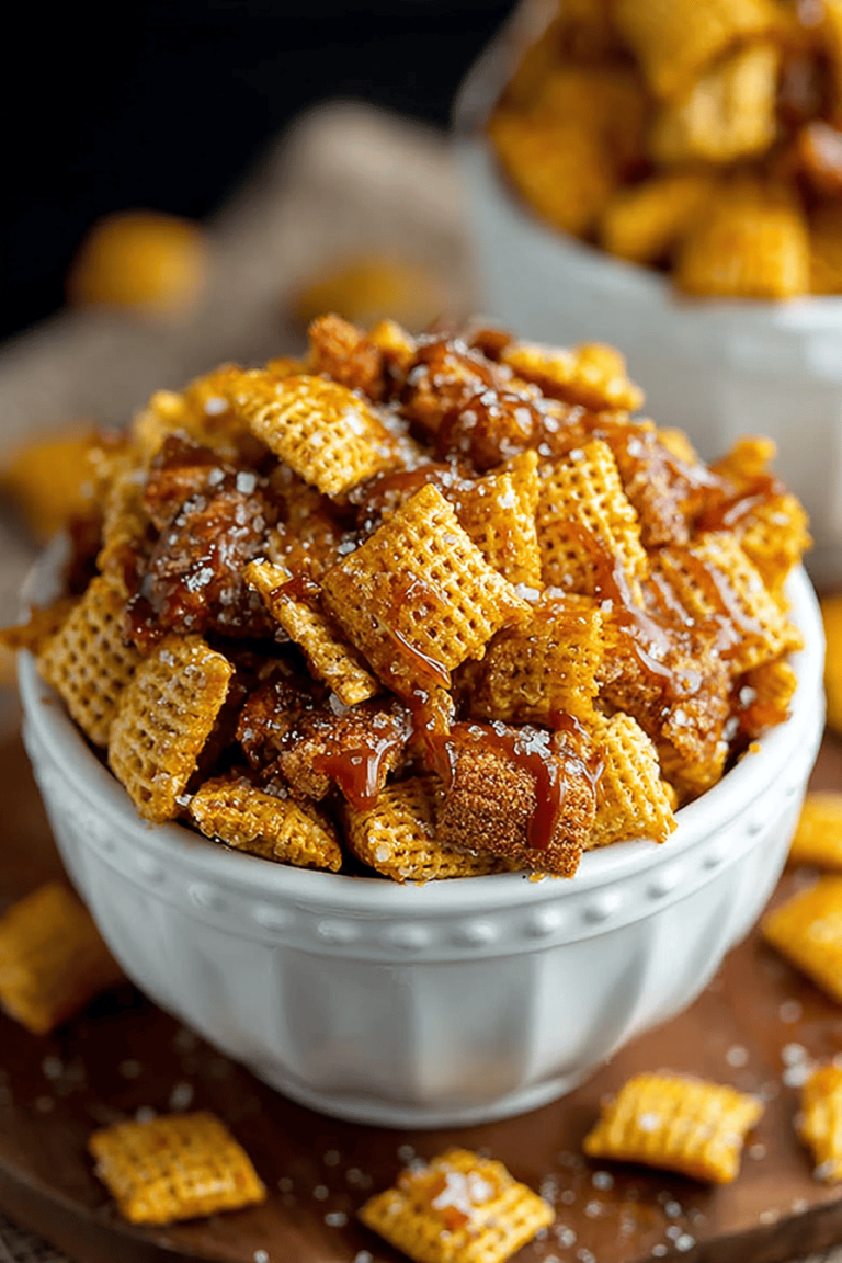 Easy Salted Caramel Crispix Party Mix