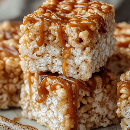 Easy Salted Caramel Rice Krispie Treats