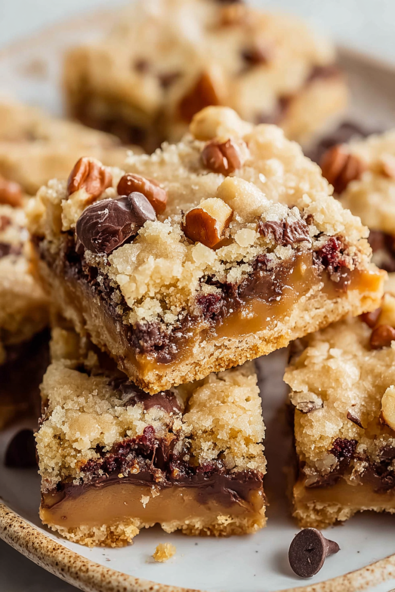 Delish Chewy Turtle Cookie Bars