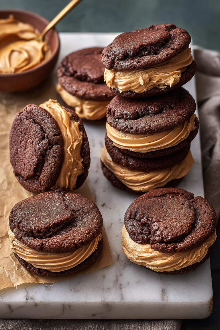Delish Chocolate Peanut Butter Sandwich Cookies