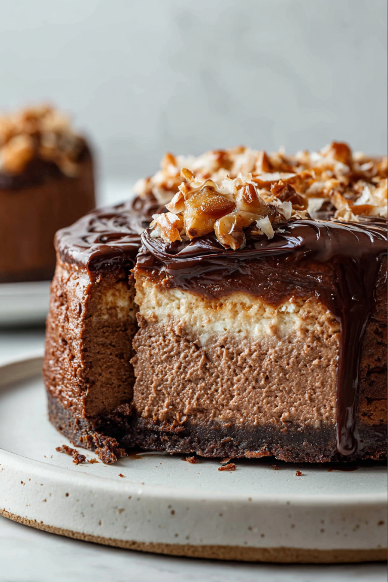Delish German Chocolate Cheesecake