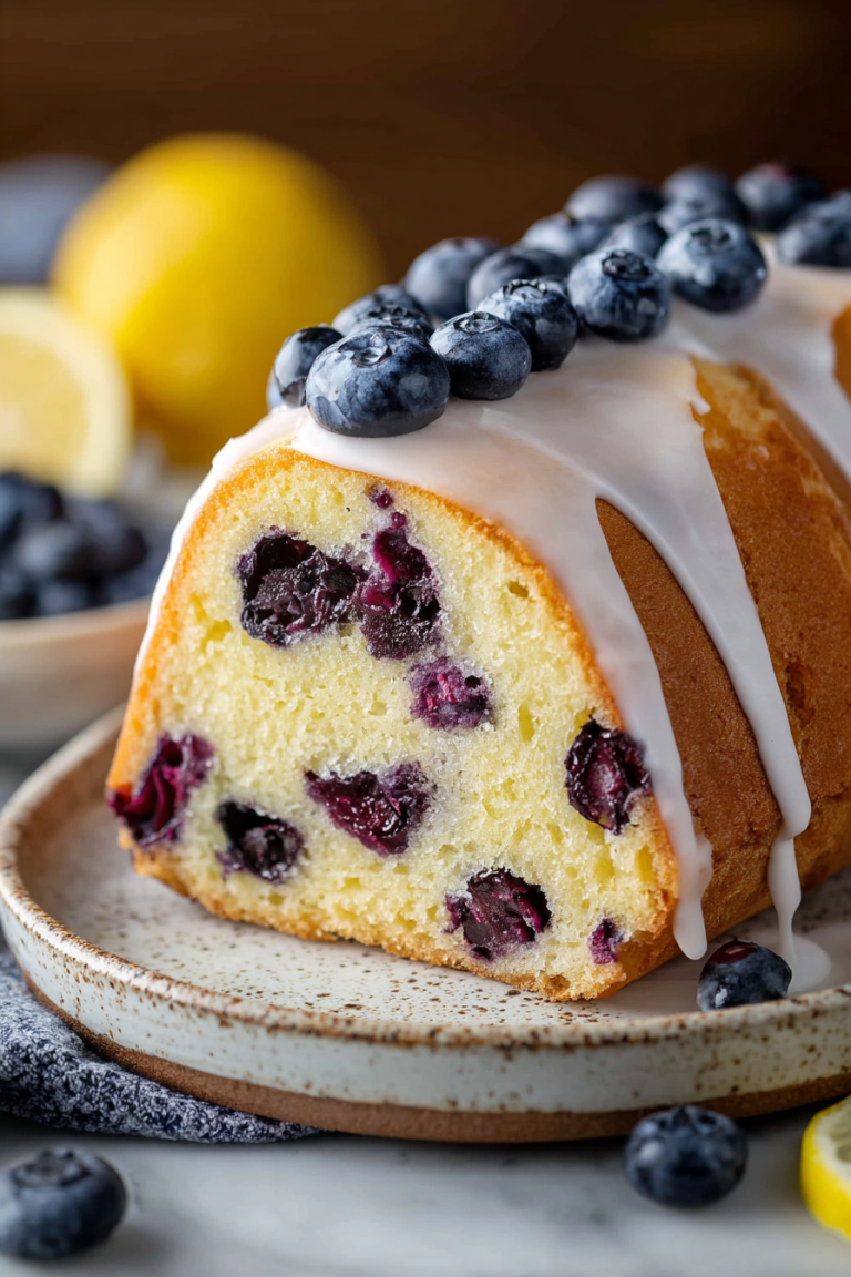 Delish Lemon Blueberry Pound Cake