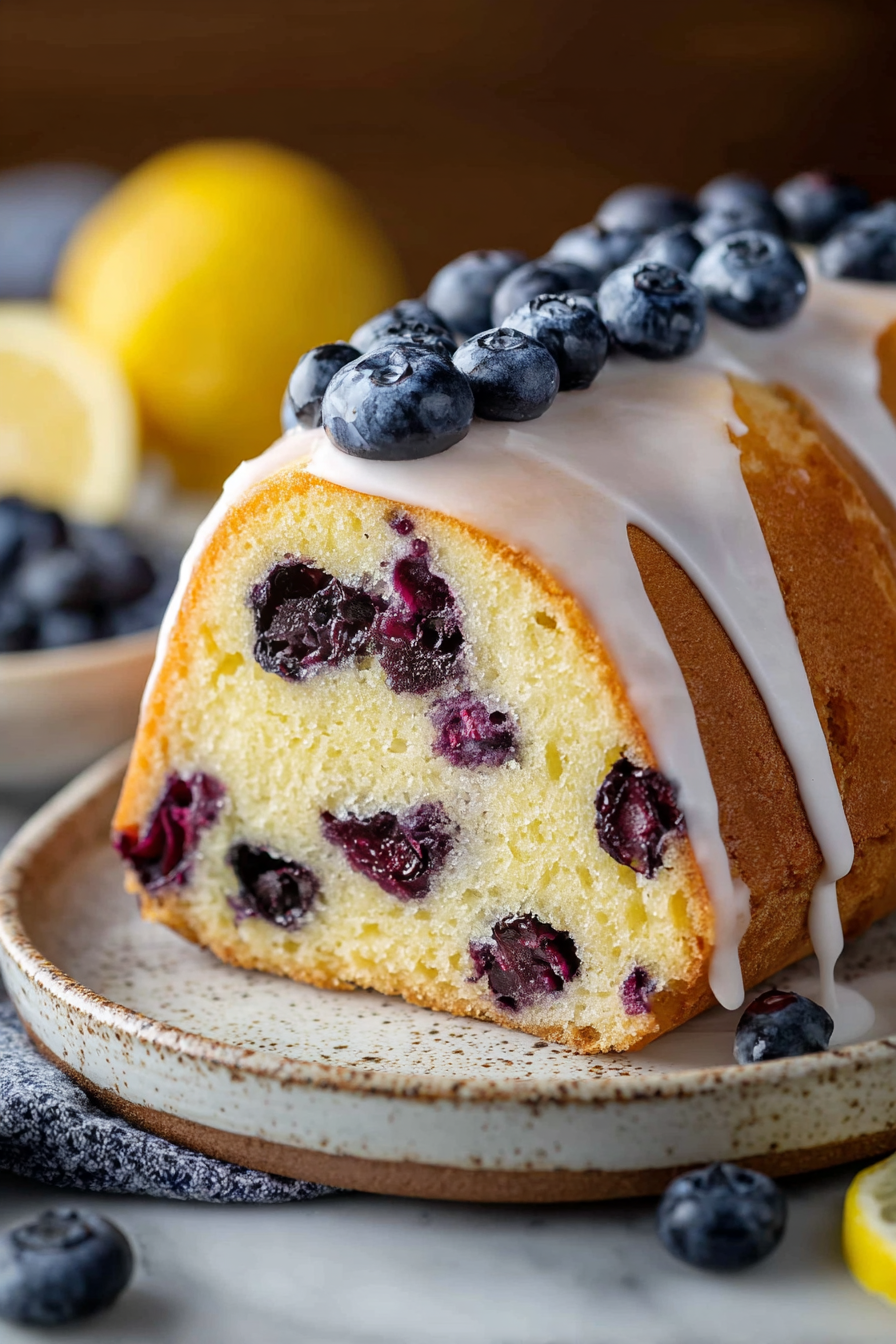 Delish Lemon Blueberry Pound Cake