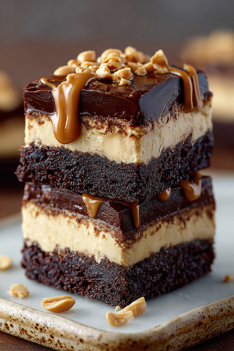 Delish Peanut Butter Mousse Brownies
