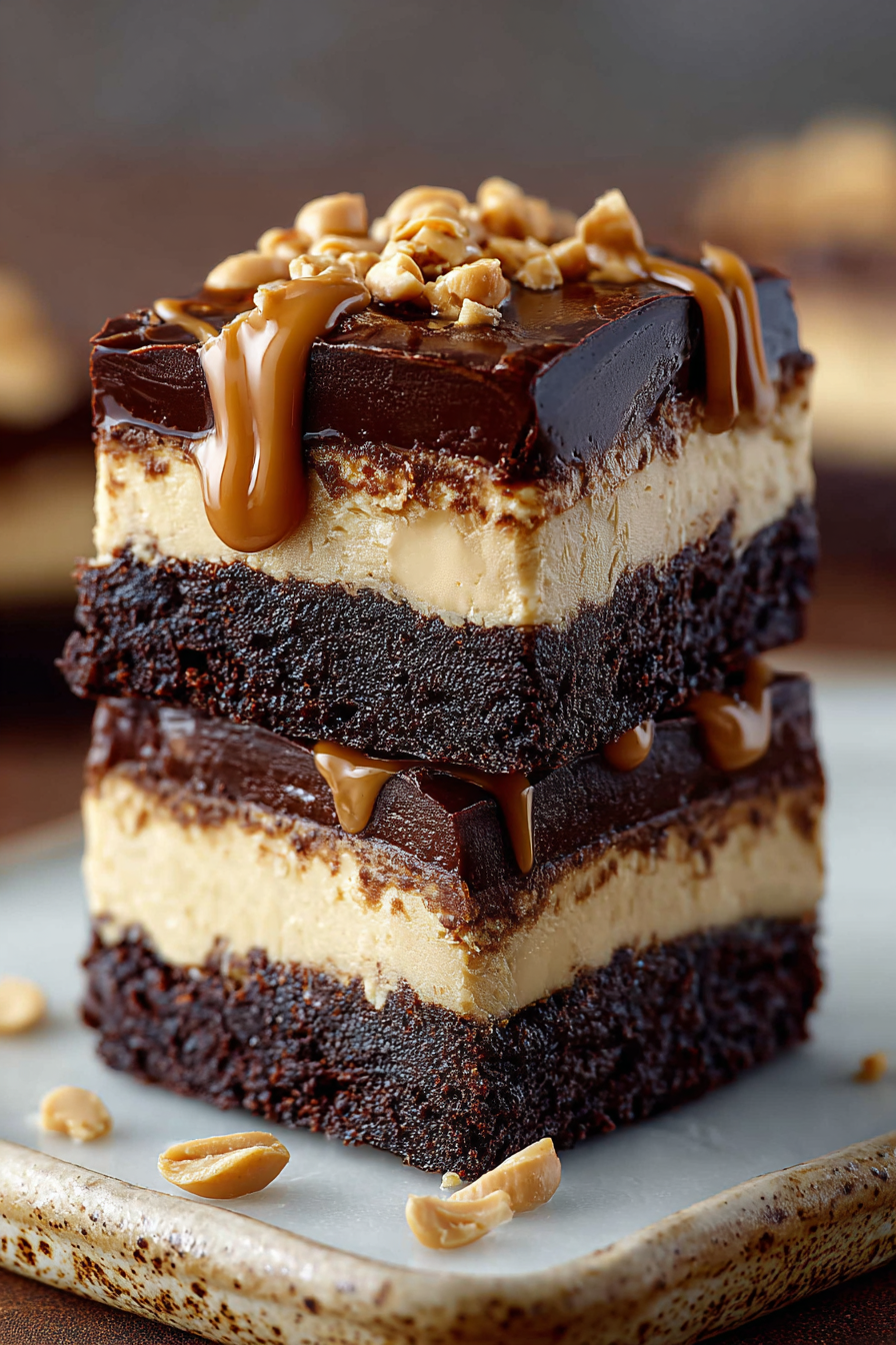Delish Peanut Butter Mousse Brownies