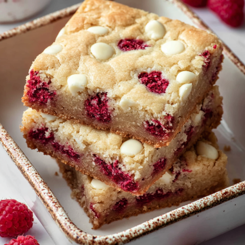 Delish Raspberry White Chocolate Blondies