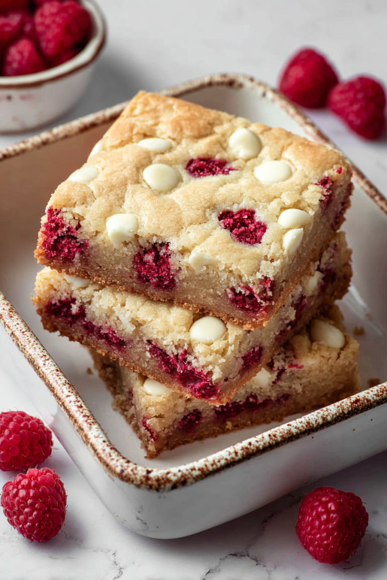 Delish Raspberry White Chocolate Blondies