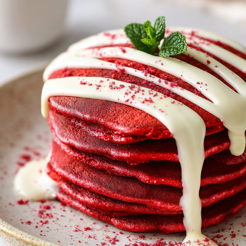 Delish Red Velvet Pancakes