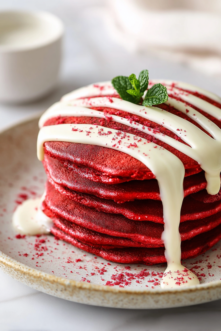 Delish Red Velvet Pancakes