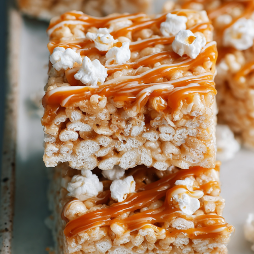 Delish Salted Caramel Rice Krispie Treats