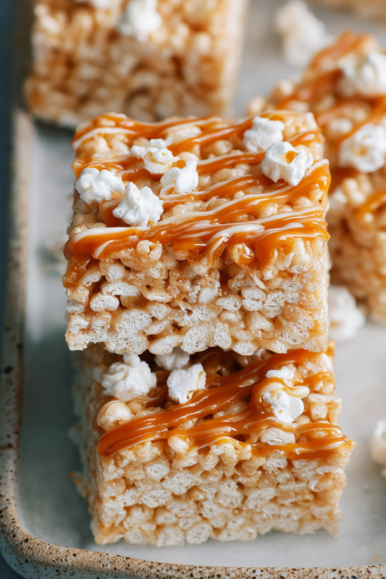 Delish Salted Caramel Rice Krispie Treats