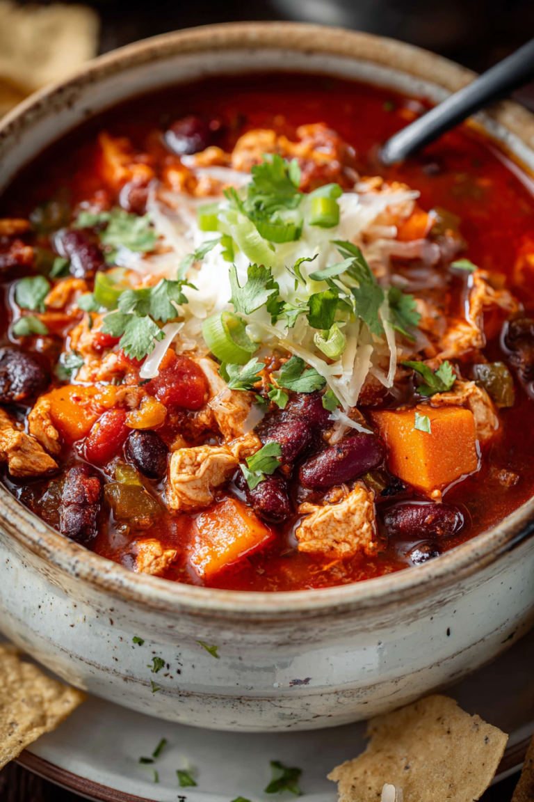 Delish Slow Cooker Sweet Potato Chicken Chili