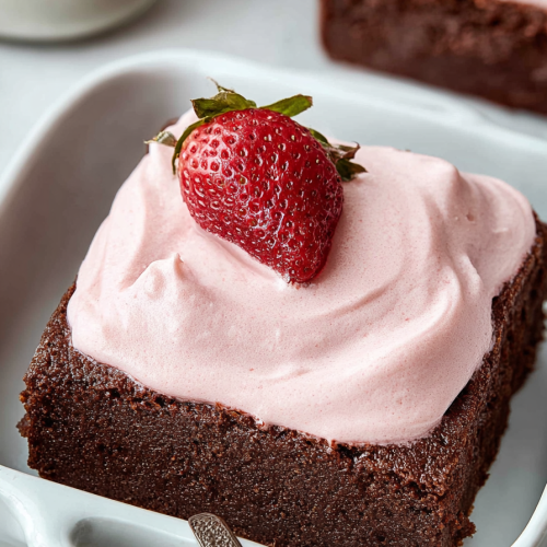 Delish Strawberry Mousse Brownies