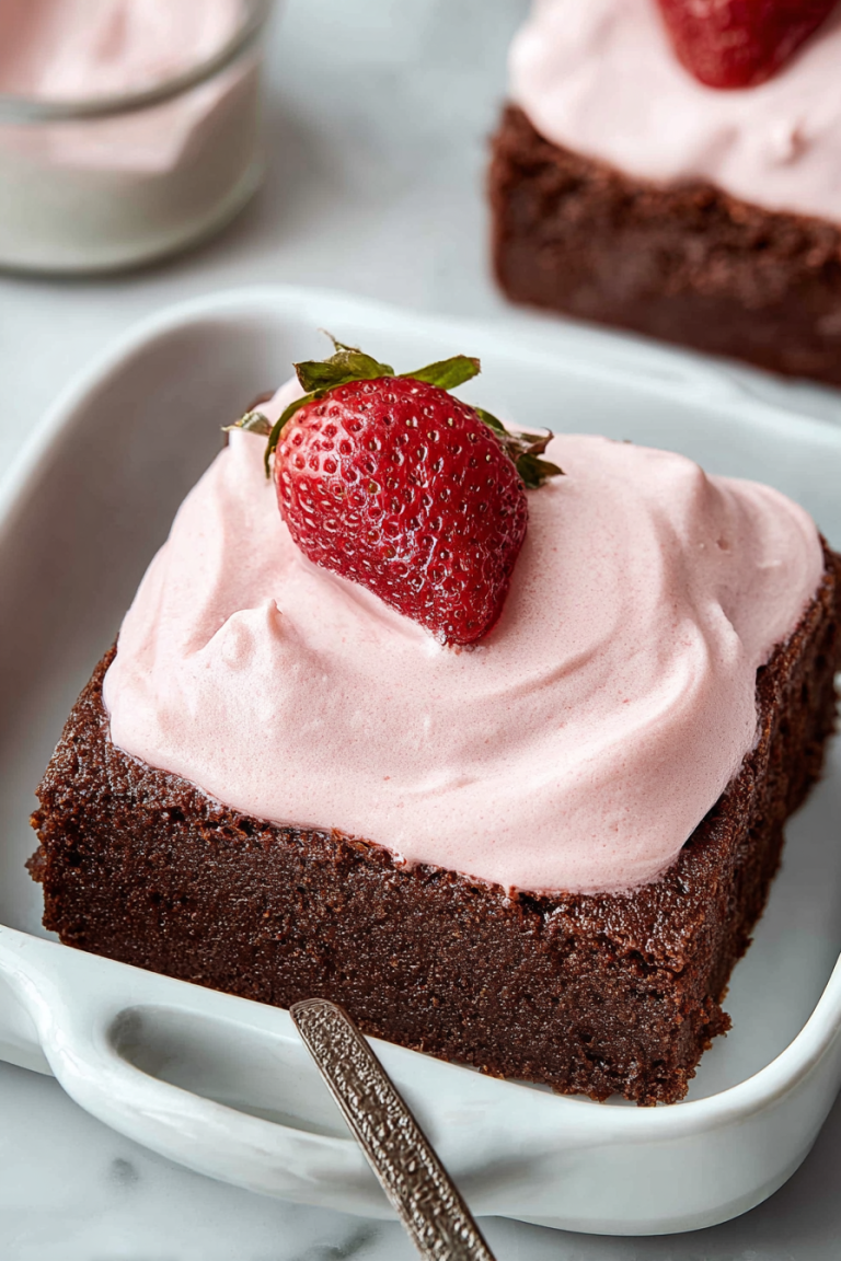 Delish Strawberry Mousse Brownies