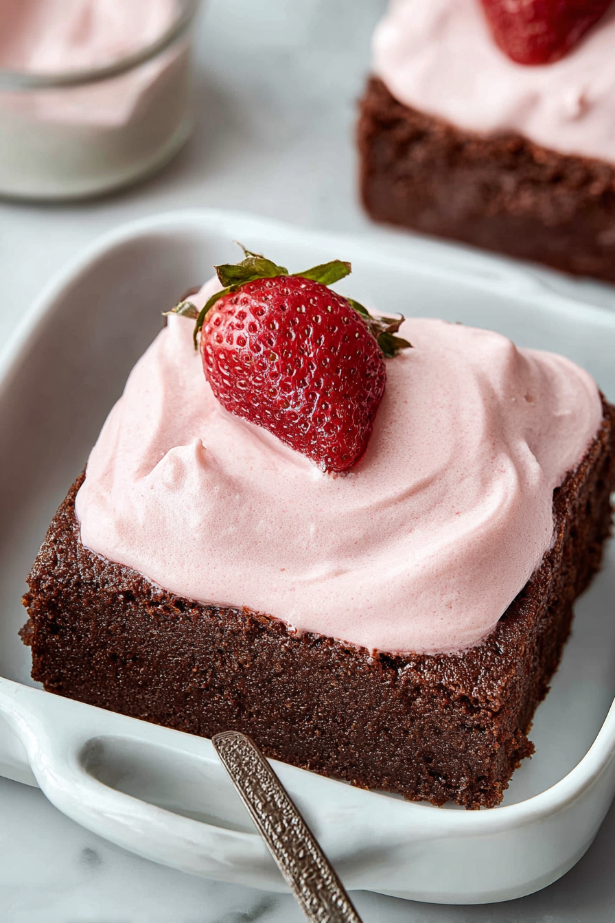 Delish Strawberry Mousse Brownies