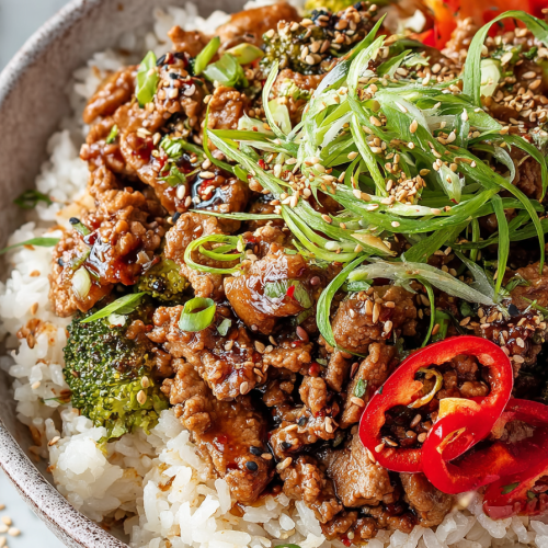 Delish Teriyaki Turkey Rice Bowl