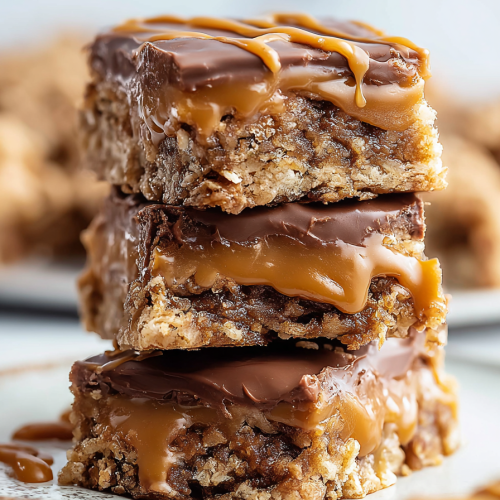 Easy Chocolate Caramel Oatmeal Bars