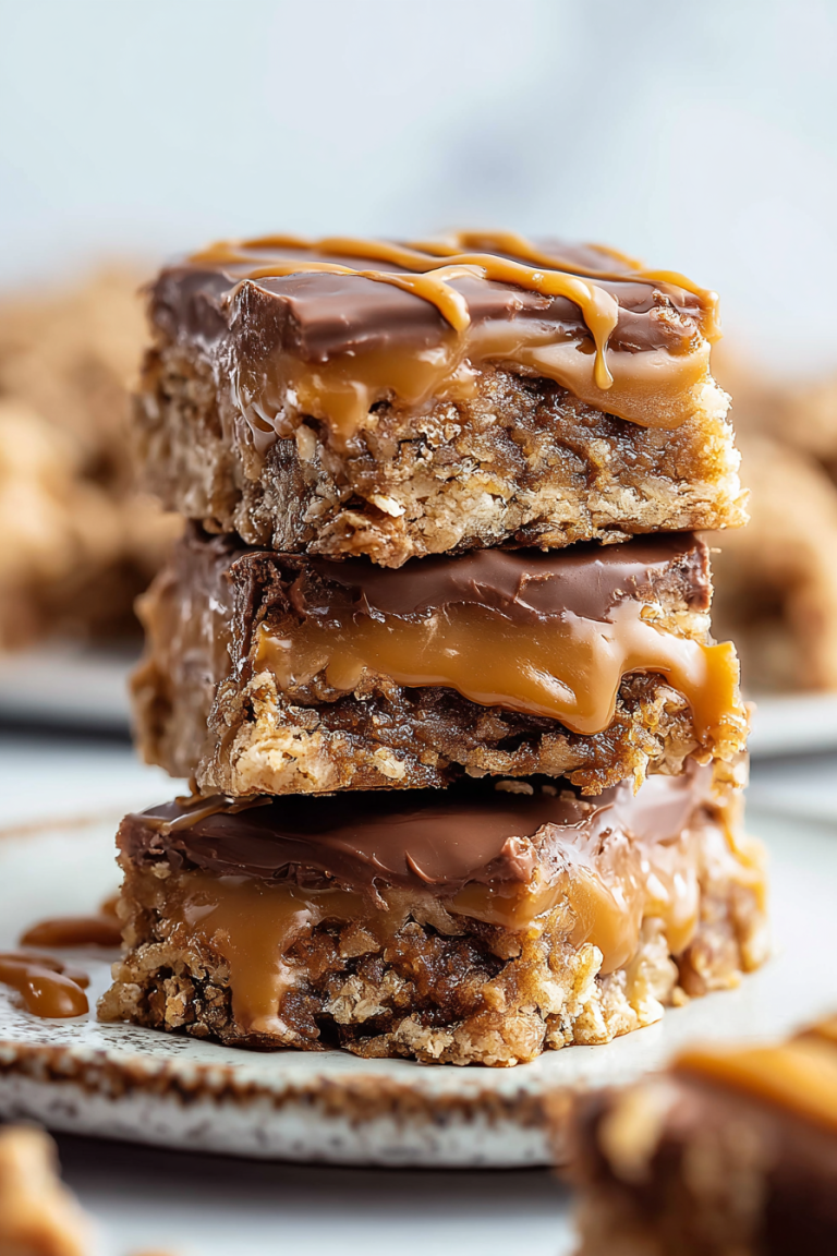 Easy Chocolate Caramel Oatmeal Bars