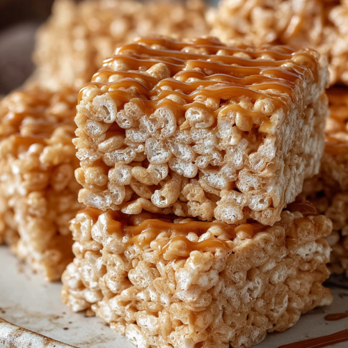 Easy Salted Caramel Rice Krispie Treats