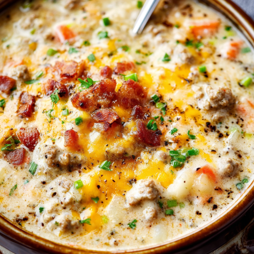 Easy Slow Cooker Bacon Cheeseburger Soup