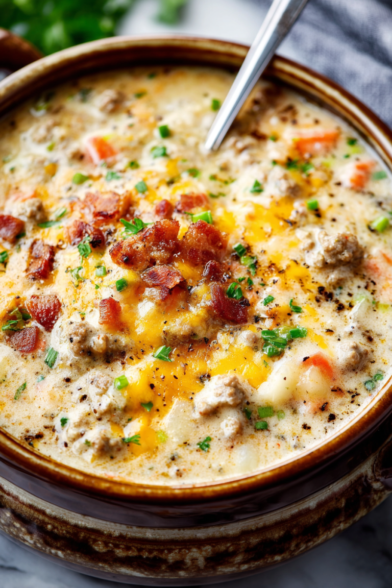 Easy Slow Cooker Bacon Cheeseburger Soup