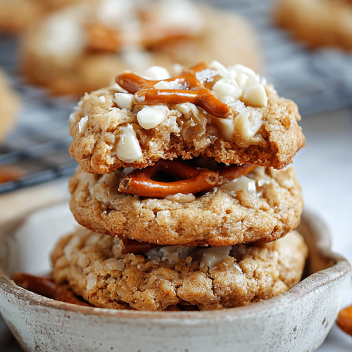 Easy White Chocolate Caramel Pretzel Cookies