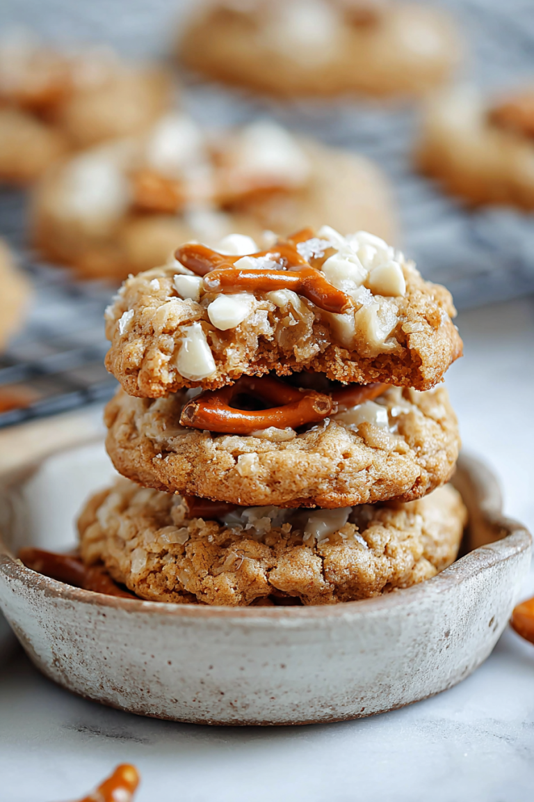 Easy White Chocolate Caramel Pretzel Cookies