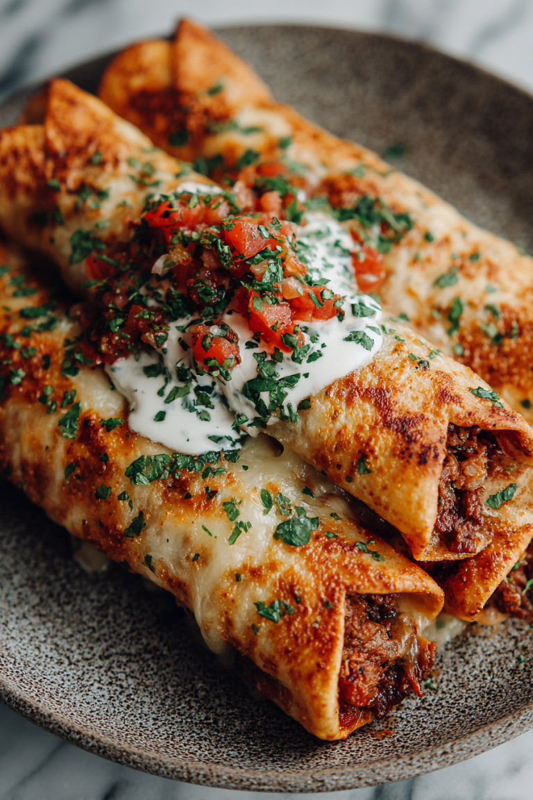 Beef Chimichangas with Melted Cheese