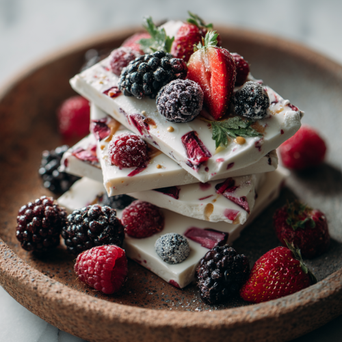 Berry Honey Frozen Yogurt Bark